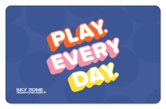 Play Every Day over blue background with Skyzone logo.